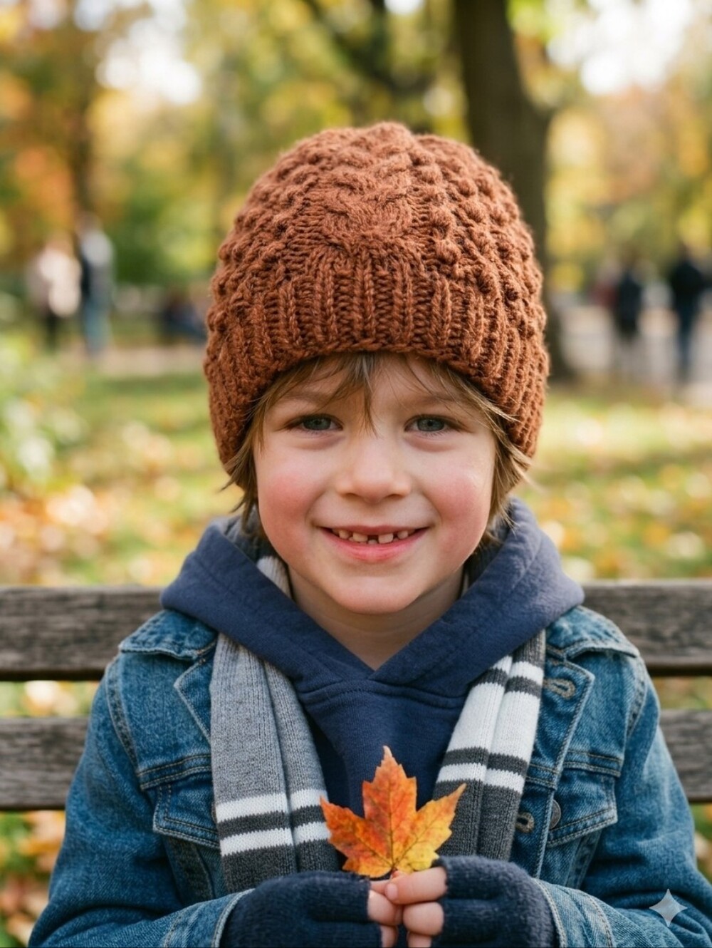 Cozy Brown Knit Kids Beanie - Warm Winter Hat